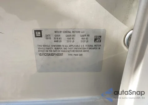 2016 Chevrolet Malibu Limited Lt from USA, damaged, VIN 1G11C5SA0GF143397